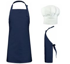 Benza kookschort kinderschort - Donkerblauw - 50 x 60 cm - Inclucief witte koksmuts