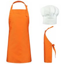 Benza kookschort kinderschort - Oranje - 50 x 60 cm - Inclucief witte koksmuts