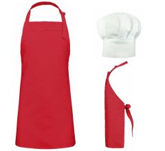 Benza kookschort kinderschort - Rood - 50 x 60 cm - Inclucief witte koksmuts