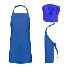 Benza Schort Keukenschort voor kinderen 50 x 60 cm en koksmuts - Kobaltblauw