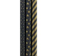 Eco Kraft Extra Sterk Geschenkpapier Cadeaupapier – Zwart en Goud – 70 cm x 2 meter - 3 Rollen