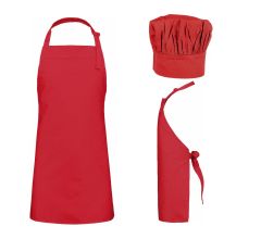 Benza Schort Keukenschort voor kinderen 50 x 60 cm en koksmuts - Rood