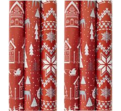 Assortiment rood en wit  luxe kerstpapier inpakpapier cadeaupapier - 200 x 70 cm - 6 rollen