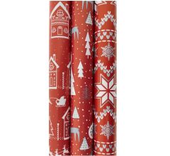 Assortiment rood luxe kerstpapier inpakpapier cadeaupapier - 200 x 70 cm - 3 rollen