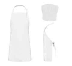Benza Schort Keukenschort voor kinderen 50 x 60 cm en koksmuts - Wit