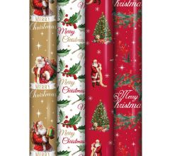 Kerstmis assortiment cadeaupapier - inpakpapier voor Kerst KE127 - 4 mtr x 70 cm - 4 rollen