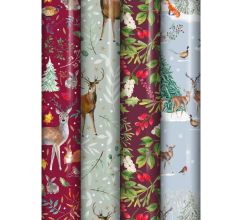Kerstmis assortiment cadeaupapier - inpakpapier voor Kerst KE124 - 4 mtr x 70 cm - 4 rollen